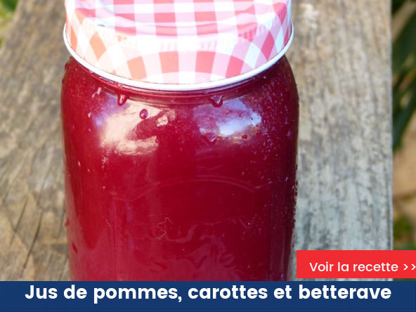 Jus de pommes, carottes et betterave